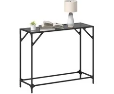 Konsolinis staliukas su juodu stalviršiu, 98x35x81cm, plienas