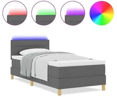 LED Čiužinio Lova su pagalve Tamsiai pilka 80 x 200 cm audinys