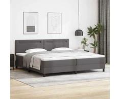 Kiemas lova su LED juostelėmis Pilka 200 x 200 cm Dirbtinė oda