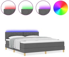LED Čiužinio Lova Tamsiai pilka 180 x 200 cm audinys