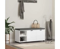 Koridoriaus suolas su pagalve Baltas 100 x 38 x 46 cm