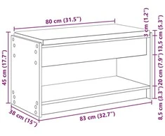 Koridoriaus suolas Pilka Sonoma 83 x 38 x 45 cm