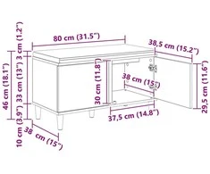 Koridoriaus suolas su pagalve Senas medis 80 x 38 x 46 cm