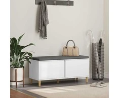 Koridoriaus suolas su pagalve Baltas 100 x 38 x 46 cm