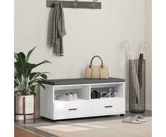 Koridoriaus suolas su pagalve Baltas 100 x 38 x 46 cm