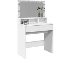 Kosmetinis staliukas su LED, baltos spalvos, 80x41x134,5cm