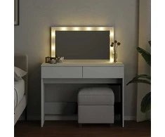 Kosmetinis staliukas su LED, baltos spalvos, 100x40x120cm