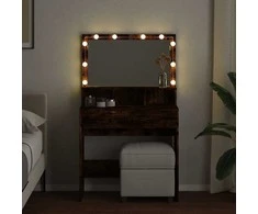 Kosmetinis staliukas su LED, dūminio ąžuolo, 80x41x134,5cm