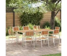 Sodo Kėdė 8 pcs Ruda 56 x 54,5 x 87 cm Kietos akacijos mediena