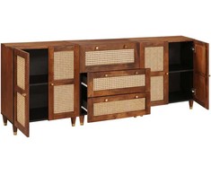 Šoninė spintelė 3 pcs Ruda 180 x 33 x 75 cm Kietas mango medis