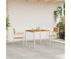 Sodo Kėdė 2 pcs Kietas teak mediena ir nerūdijantis plienas