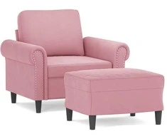Sofa Krėslas su pakoja, rožinės spalvos, 60cm, aksomas