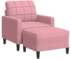 Sofa Krėslas su pakoja, rožinės spalvos, 60cm, aksomas