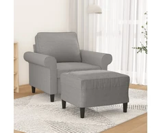 Sofa Krėslas su pakoja, šviesiai pilkos spalvos, 60cm, audinys