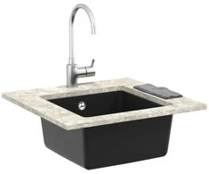 Kriauklė Juoda 430 x 460 mm 80% Kvarcas ir 20% Derva