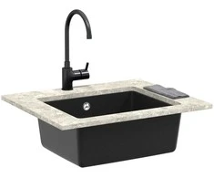 Kriauklė Juoda 530 x 460 mm 80% Kvarcas ir 20% Derva