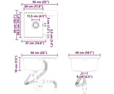 Kriauklė 80% Kvarcas ir 20% Derva 560 x 460 mm Juoda