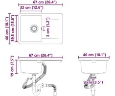 Kriauklė 80% Kvarcas ir 20% Derva 670 x 460 mm Juoda