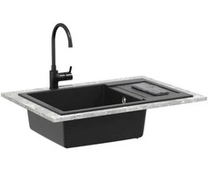 Kriauklė Juoda 780 x 500 mm 80% Kvarcas ir 20% Derva