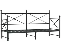 Lova kušetė su kušete be čiužinio Juoda 90x190 cm plieno