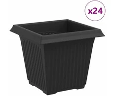 Kvadratinis gėlių vazonas 24 pcs Juoda 16 x 16 x 14 cm