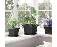 Kvadratinis gėlių vazonas 24 pcs Juoda 23 x 23 x 17,5 cm