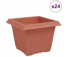 Kvadratinis gėlių vazonas 24 pcs Raudona plyta Plastmasė