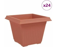 Kvadratinis gėlių vazonas 24 pcs Raudona plyta Plastmasė