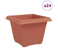 Kvadratinis gėlių vazonas 24 pcs Raudona plyta Plastmasė
