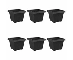 Kvadratinis gėlių vazonas 6 pcs Juoda 23 x 23 x 17,5 cm