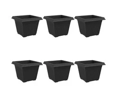 Kvadratinis gėlių vazonas 6 pcs Juoda 28,5 x 28,5 x 22 cm