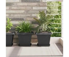 Kvadratinis gėlių vazonas 6 pcs Juoda 28,5 x 28,5 x 22 cm