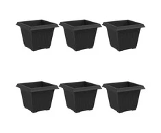 Kvadratinis gėlių vazonas 6 pcs Juoda 33 x 33 x 26 cm Plastmasė