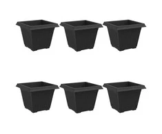 Kvadratinis gėlių vazonas 6 pcs Juoda 38 x 38 x 30 cm Plastmasė