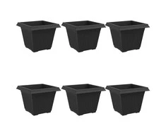 Kvadratinis gėlių vazonas 6 pcs Juoda 43 x 43 x 33,5 cm