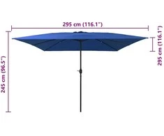 Sodo skėtis 295 x 295 x 245 cm Poliesteris ir plienas Azurblau