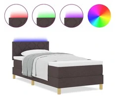 LED Čiužinio Lova Tamsiai rudas 90 x 190 cm audinys