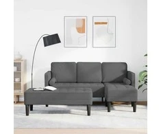 Sofa Sofos komplektas su pagalve 2 pcs Tamsiai pilka Poliesteris