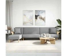 L formos sofa-lova, šviesiai pilka, 279x140x70cm, audinys