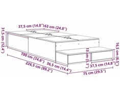 Lova su daiktų laikymo vieta su stalčių Pilkas Sonoma 75 cm