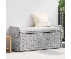 Laikymo suolas su pagalve Balta plauna 110 x 40 x 50 cm Ratanas
