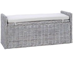 Laikymo suolas su pagalve Balta plauna 110 x 40 x 50 cm Ratanas