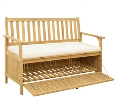 Laikymo suolas su pagalve su saugykla 120 x 63 x 84 cm