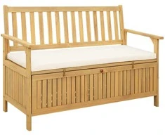 Laikymo suolas su pagalve su saugykla 120 x 63 x 84 cm