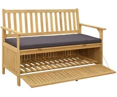 Laikymo suolas su pagalve su saugykla 120 x 63 x 84 cm