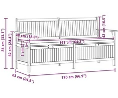 Laikymo suolas su saugykla 170 x 63 x 84 cm Solu Acacija