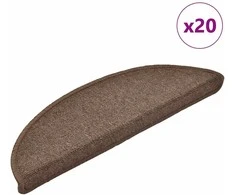 Laiptų kilimėliai, 20 vnt., 56x17x3 cm, kavos rudos spalvos, pusapvaliai