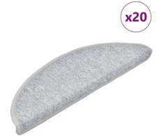 Laiptų kilimėliai, 20 vnt., 56x17x3 cm, šviesiai pilki, pusapvaliai