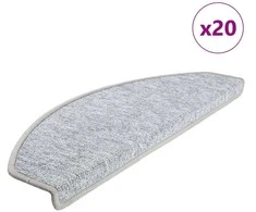 Laiptų kilimėliai, 20 vnt., 65x24x4 cm, šviesiai pilki, pusapvaliai, dideli
