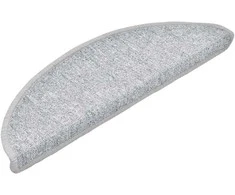 Laiptų kilimėliai, 30 vnt., 56x17x3 cm, šviesiai pilki, pusapvaliai